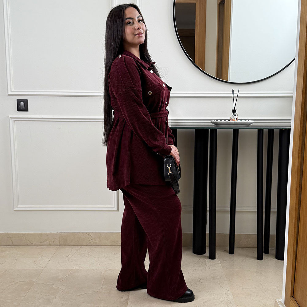 توب بأزرار وخصر مربوط (مريح وعصري)